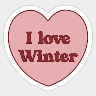 I love winter heart aesthetic dollette coquette pink red Sticker